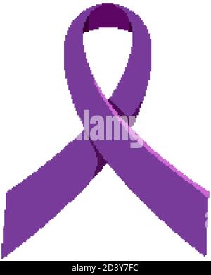 Purple ribbon symbolize awareness pancreatic cancer isolated on white background illustration Stock Vector