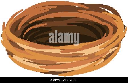 Isolated empty bird nest on white background illustration Stock Vector