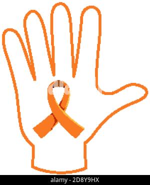 Orange ribbon leukemia awareness multiple sclerosis awareness malnutrition awareness sign or object illustration Stock Vector