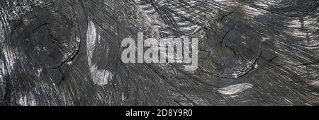 Old textured black wood - panoramic background Stock Photo