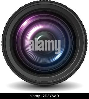 Realistic camera lens. Vector illustration. Stock Photo