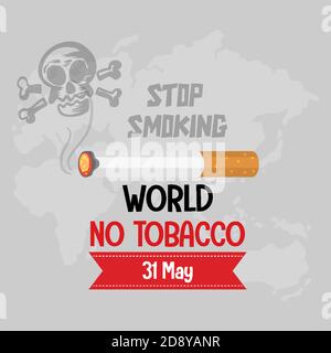 World No Tobacco Day with stop smoking text background poster or banner illustration Stock Vector