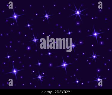 Starry sky with bright and dim stars. Dark star seamless pattern. Vector illustration of the starry sky. Stock Vector