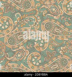 Paisley Floral ethnic Pattern. Seamless  Ornament. Ornamental motifs of the Indian fabric patterns. Stock Vector