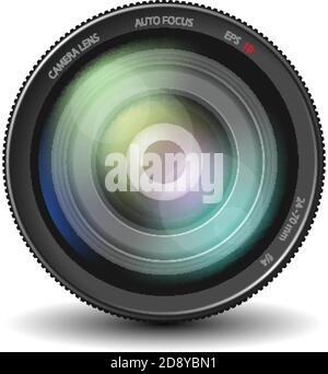 Realistic camera lens. Vector illustration. Stock Photo