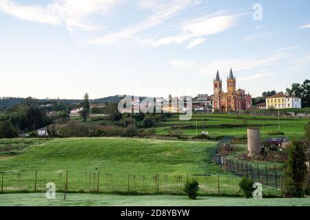 A view of the picturesque village of Cobreces in Cantabria in Spain Stock Photo