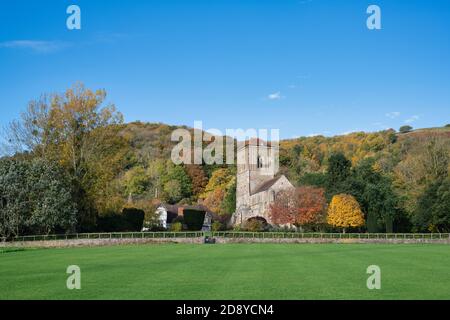 Little Malvern Priory in autumn. Little Malvern, Worcestershire, England Stock Photo