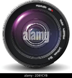 Realistic camera lens. Vector illustration. Stock Photo