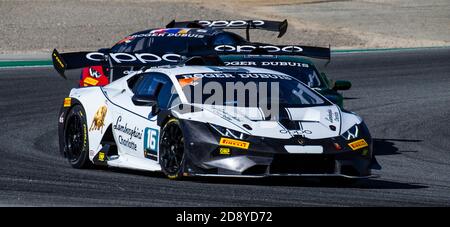 Monterey, California, USA. Nov 01 2020 Monterey, CA, U.S.A. # 16 Driver M. Snow coming out of turn 5 during the Hyundai Monterey Sports Car Championship Lamborghini race 2 at Weathertech Laguna Seca Monterey, CA Thurman James/CSM Credit: Cal Sport Media/Alamy Live News Stock Photo