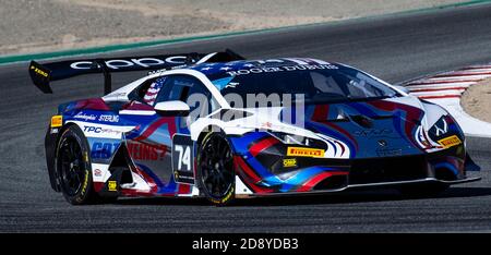 Monterey, California, USA. Nov 01 2020 Monterey, CA, U.S.A. # 74 DriverT. Kerr coming out of turn 5 during the Hyundai Monterey Sports Car Championship Lamborghini/Trofeo Q2 at Weathertech Laguna Seca Monterey, CA Thurman James/CSM Credit: Cal Sport Media/Alamy Live News Stock Photo