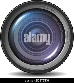 Realistic camera lens. Vector illustration. Stock Photo