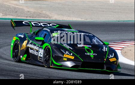 Monterey, California, USA. Nov 01 2020 Monterey, CA, U.S.A. # 29 Drivers V. Gomez IV coming out of turn 5 during the Hyundai Monterey Sports Car Championship Lamborghini race 2 at Weathertech Laguna Seca Monterey, CA Thurman James/CSM Credit: Cal Sport Media/Alamy Live News Stock Photo