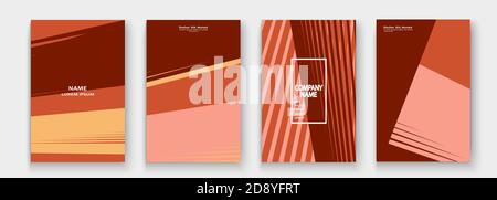 Modern cover collection design vector. Abstract retro style pink red orange lines texture. Striped trend background. Futuristic geometric stripe patte Stock Vector