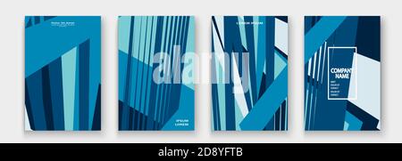 Modern cover collection design vector. Abstract retro style colorful blue lines texture. Striped trend background. Futuristic geometric stripe pattern Stock Vector