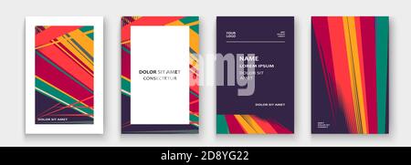 Modern cover collection design vector. Abstract retro style of colorful neon lines texture. Striped trend background. Futuristic geometric stripe patt Stock Vector