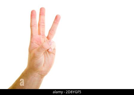Hand shows three fingers Stock Photo