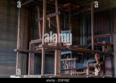 An old historical weaving loom in house, Japan countryside. Stock Photo