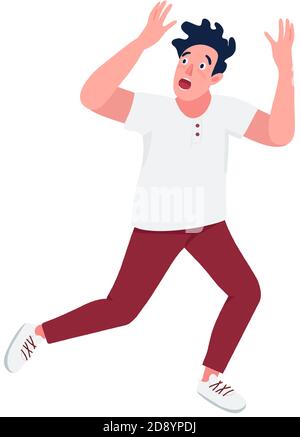 Man running in panic flat color vector detailed character Stock Vector