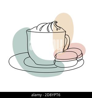 Cup with a cream in a linear style. Stock Vector