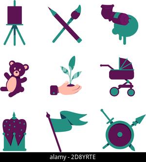 Artistic hobby flat color vector objects set Stock Vector