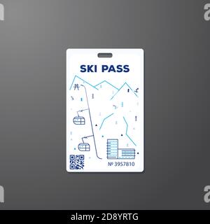 Ski pass line style illustration Stock Vector