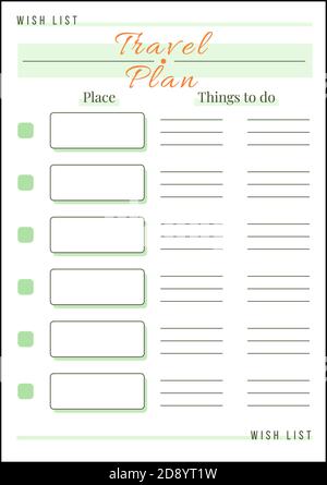 Travel list minimalist planner page design Stock Vector Image & Art - Alamy