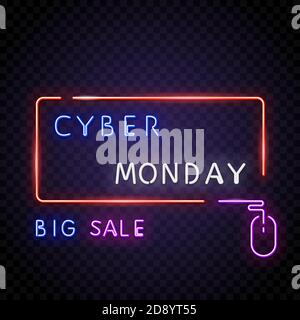 Neon frame cyber monday Stock Vector