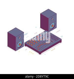 Digital mixer isometric line style Stock Vector
