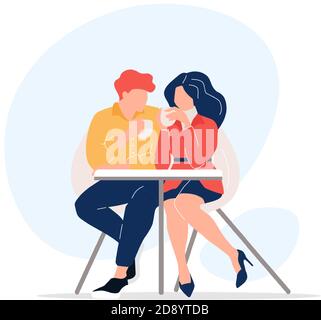 Couple drinking tea flat color vector faceless characters Stock Vector