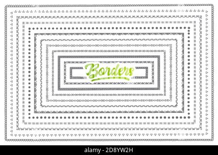Hand drawn set of different styled mandalas with green lettering in vector Stock Photo