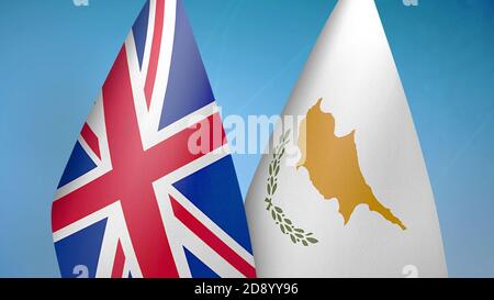 United Kingdom and Cyprus two flags Stock Photo