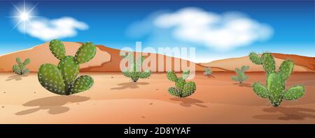 Wild desert landscape at daytime scene illustration Stock Vector Image ...