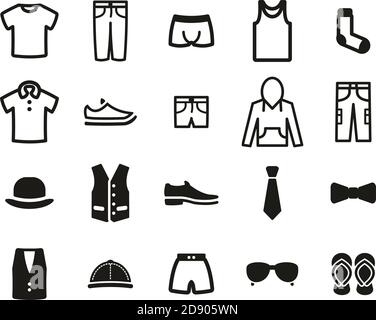 Men´s Clothing & Accessories Icons Black & White Set Big Stock Vector