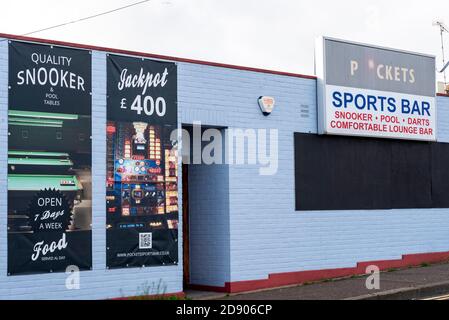 Pockets sports bar in Lucy Road, Southend on Sea, Essex, UK, adjacent to Seaway Car Park, due for redevelopment Stock Photo