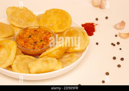 puri bhaji or poori masala,aloo sabzi,aloo curry,fry bread indian food Stock Photo