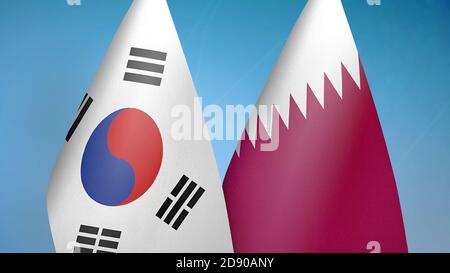 South Korea and Qatar two flags Stock Photo