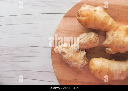 Close up of Gingers on chopping board. Stock Photo
