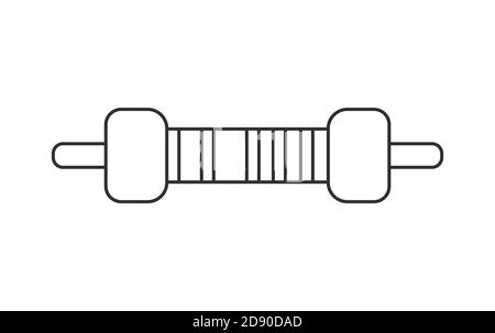 Electrical resistor symbol isolated vector outline style. Thru-hole metal film resistor 1 and 4w icon Stock Vector