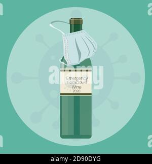 Emergency lockdown wine vector 2020 vintage Stock Vector