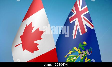 Canada and Pitcairn Islands two flags Stock Photo