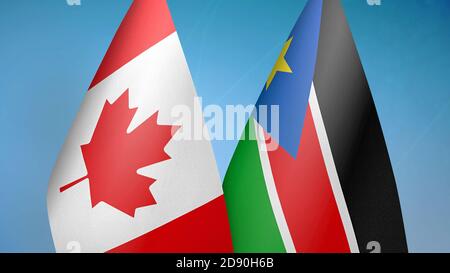 Canada and South Sudan two flags Stock Photo