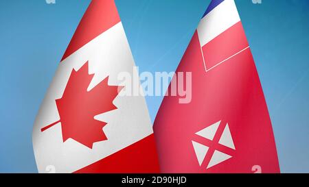 Canada and Wallis and Futuna two flags Stock Photo