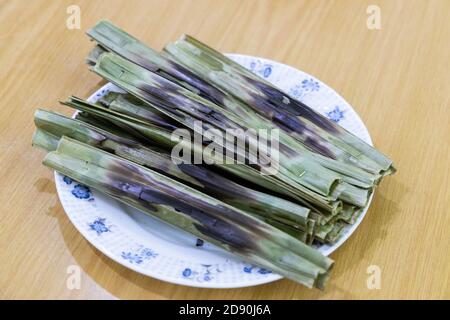 Otak otak, food with fish wrapped in leaf and grilled. Stock Photo