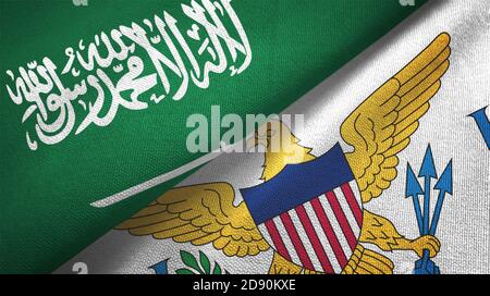 Saudi Arabia and Virgin Islands United States two flags textile cloth Stock Photo