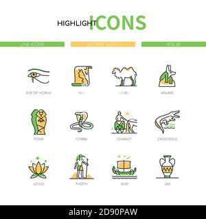 Ancient Egypt - modern line design style icons set Stock Vector