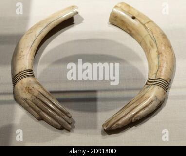 Clappers, Dynasty 18, Hippopotamus tusks, Metropolitan Museum of Art, Manhattan, New York City, USA, North America Stock Photo