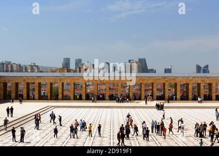 Ankara, Turkey - April 28, 2019: Anitkabir the Mausoleum dedicated to the father of modern Turkey, president Mustafa Kemal Ataturk in the capital city Stock Photo