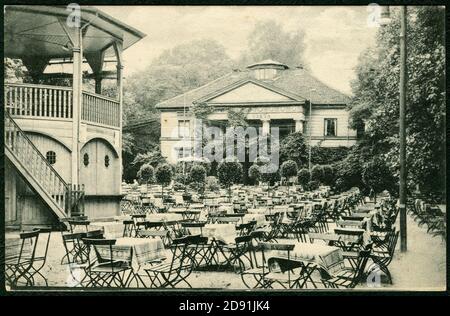 Karl F. Wunder PC 1168 Städtische Gartenwirtschaft ‥9EBella-Vista’ Hannover Inh. Aug. Seeger Fernspr. N 1677 Bildseite 1824 Laves klassizistische Villa Minister Caspar David von Schulte, Rotunde f. Musikkapelle. Stock Photo