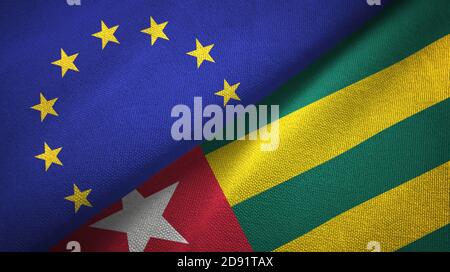 European Union and Togo two flags textile cloth, fabric texture Stock Photo