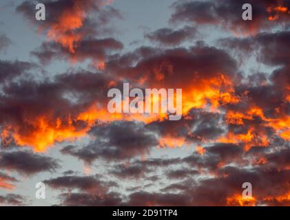 Fire red sky in the evening texture Stock Photo
